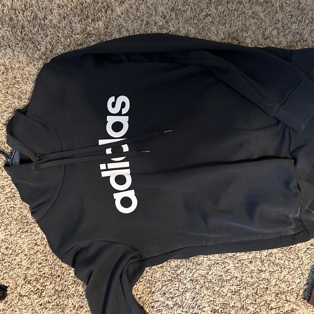 Adidas Black and White Logo Hoodie